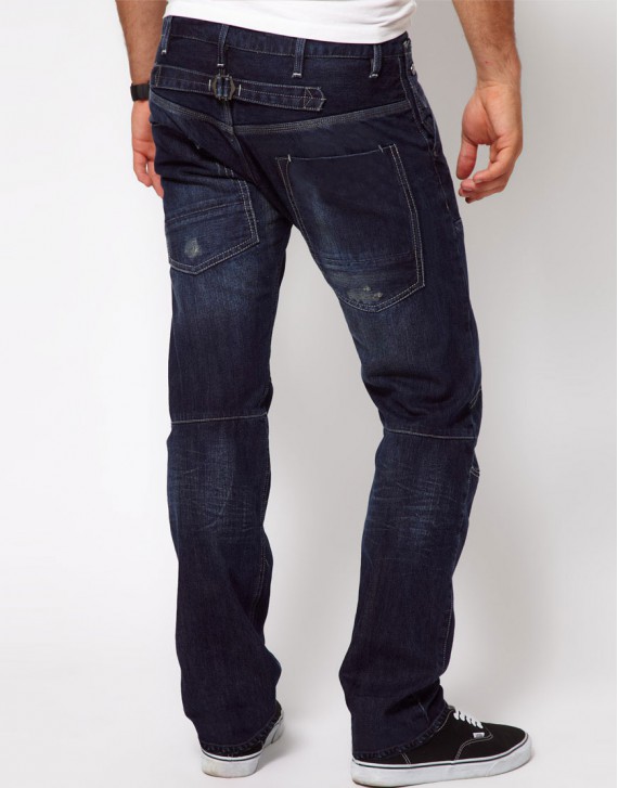 Low Straight Navy Jeans