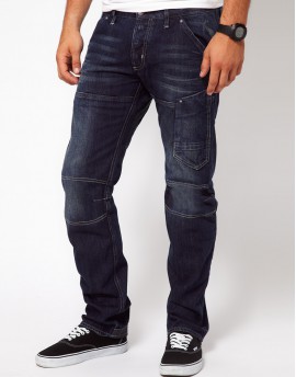 Low Straight Navy Jeans